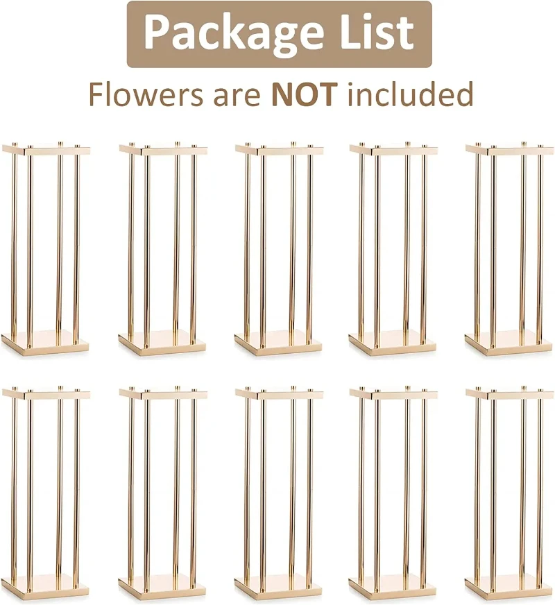 10 Stück Vasenständer in Gold-Säulenform, Metallständer für Hochzeitsdekorationen, Blumenständer für Veranstaltungen, Partys und Heimdekoration – Detail 8