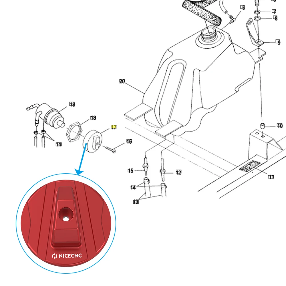 

NICECNC Fuel Shutoff Valve Knob For Polaris DIESEL 2000 For Sportsman 500 All Options 2002 ATV Accessories CNC Machined