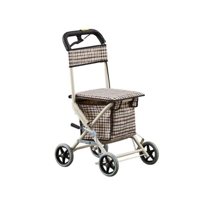 

Climb stairs, fold and buy vegetables, light and push trolley, elderly four-wheel walking leisure trolley