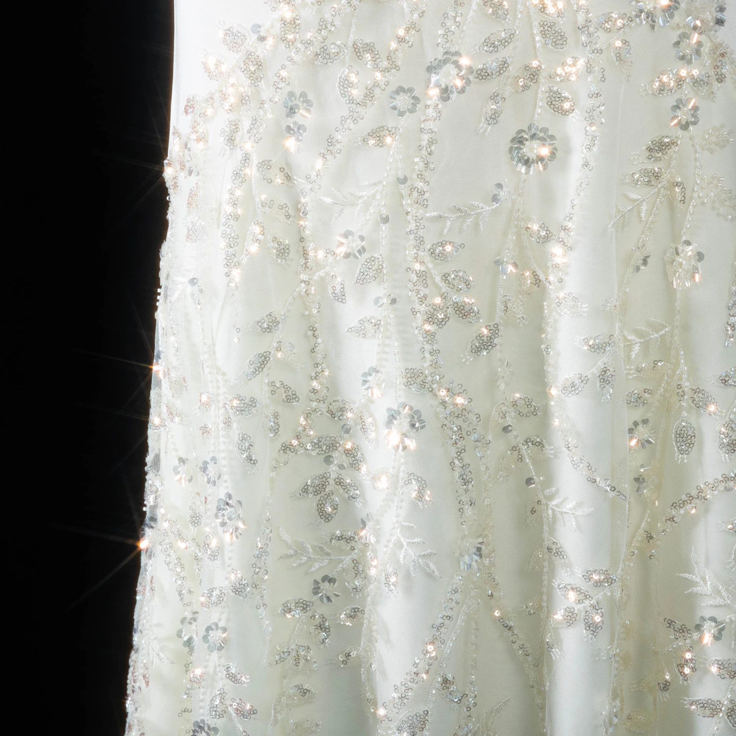 Sharon Said Beige Satin Zweiteiliges Abendkleid mit schweren Pailletten, floralen Perlenstickereien, A-Linie, formelle Partykleider SS214, maßgeschneidert – Detail 10
