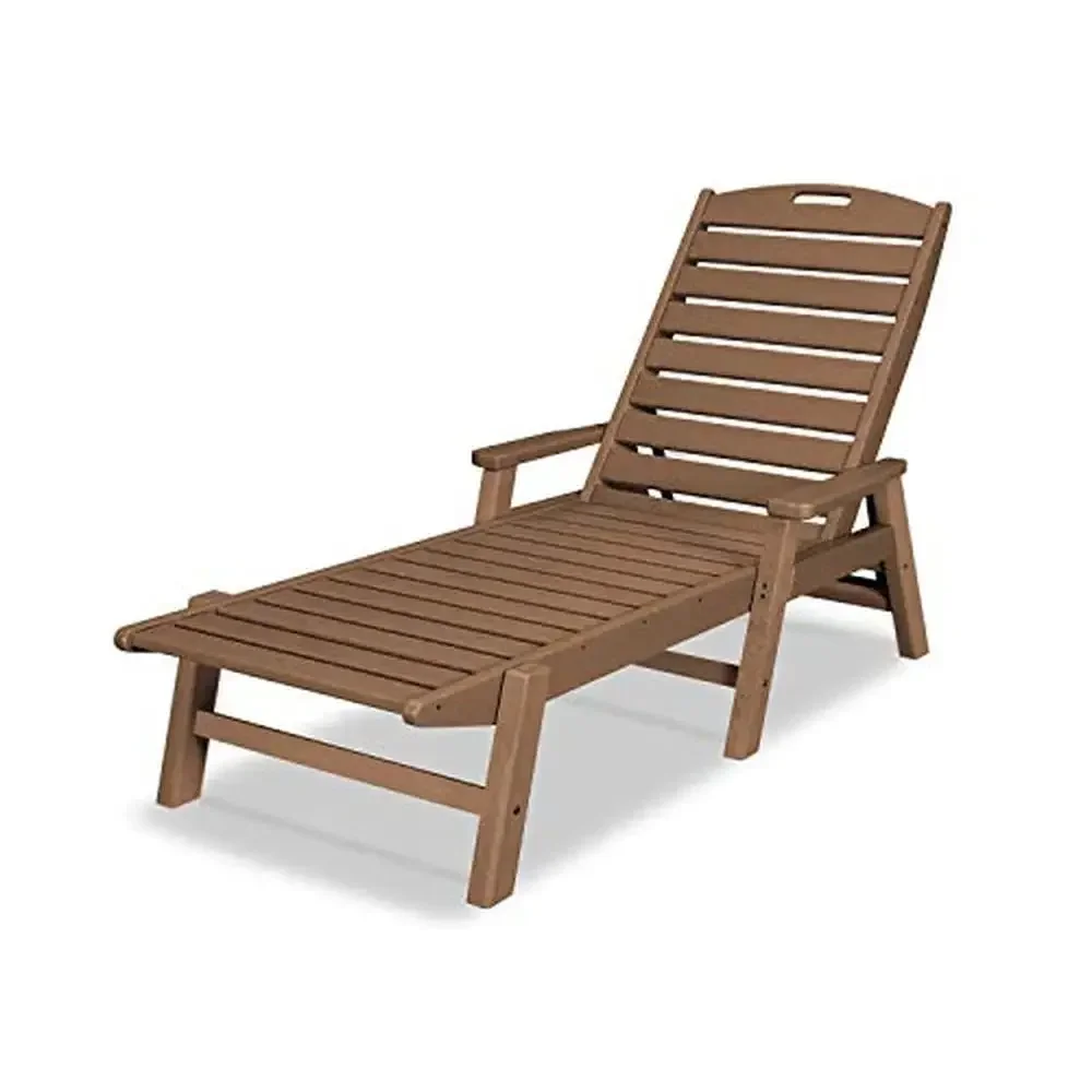 Adjustable Resistant Plastic Chaise All Climates Easy Storage Comfortable Recline Flat Teak Wood Frame 78.5