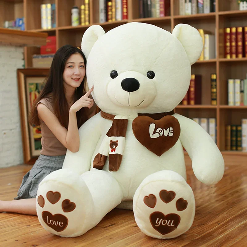 High Quality 80/100CM 4 Colors Teddy Bear With Scarf Stuffed Animals Bear Plush Toys Teddy Bear Doll Lovers Birthday Baby Gift