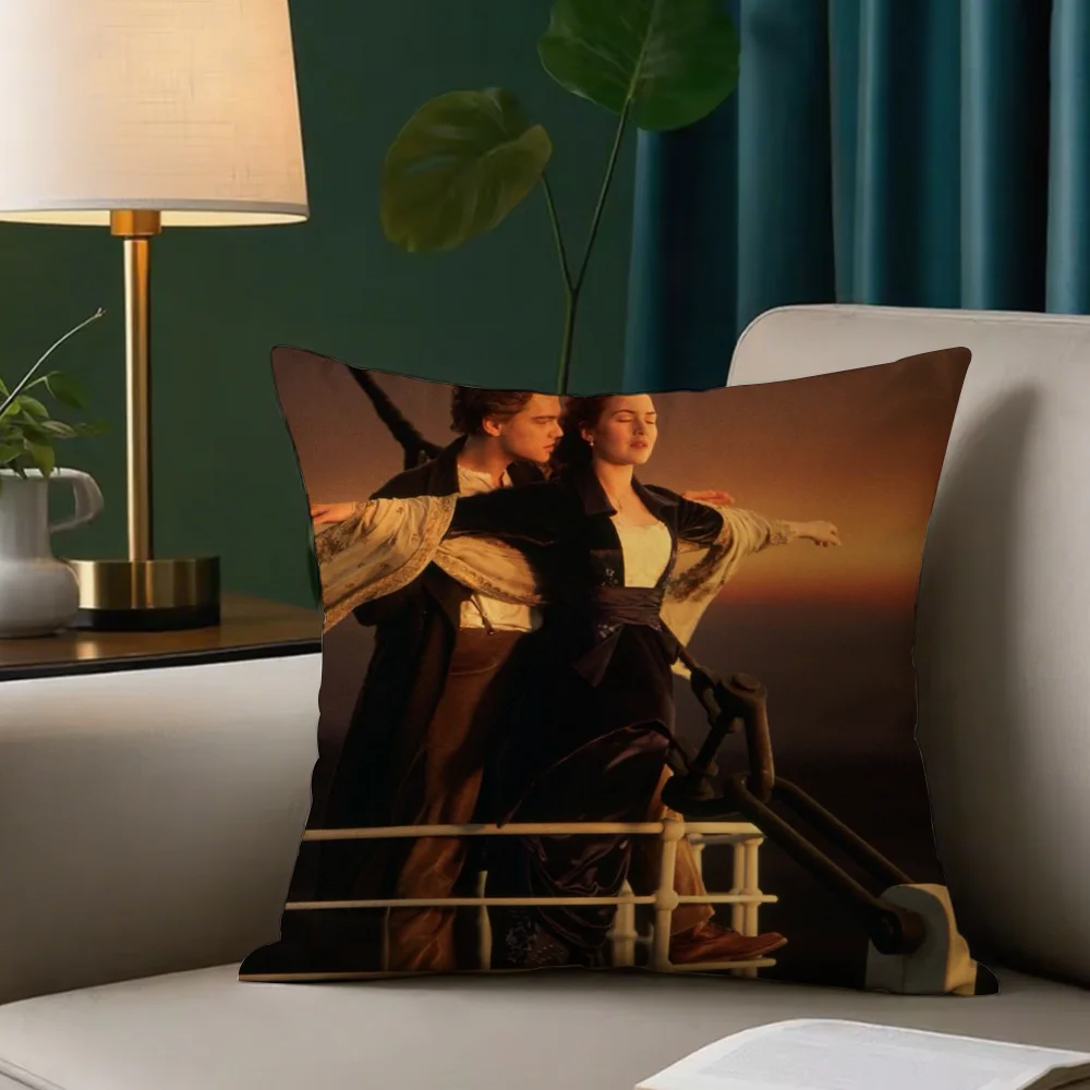 Movie T-TITANIC Classics Love Hot Pillow Case Square Pillowcase Double-Sided Printing Short Plush Sofa Cushion Bedroom Bedside