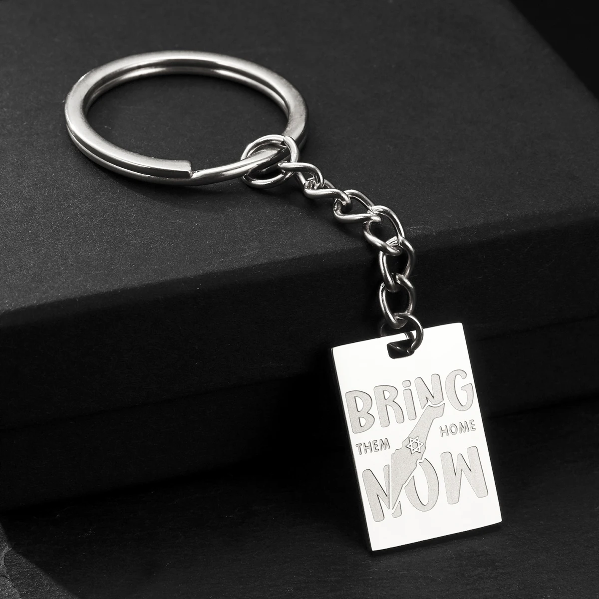 LIKGREAT Roestvrijstalen Ster van David Hexagram Keyring Breng ze nu naar huis Hebreeuws Gouden Kleur Sleutelhanger Sieraden Joods Geschenk Nieuw