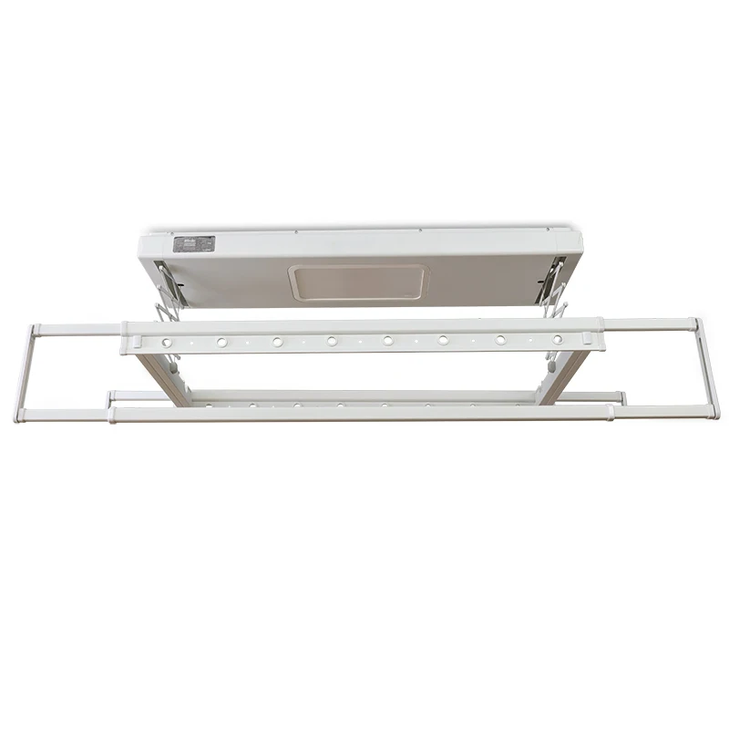 Tendedero de ropa retráctil de secado automático de doble varilla de tubo de acero con iluminación LED