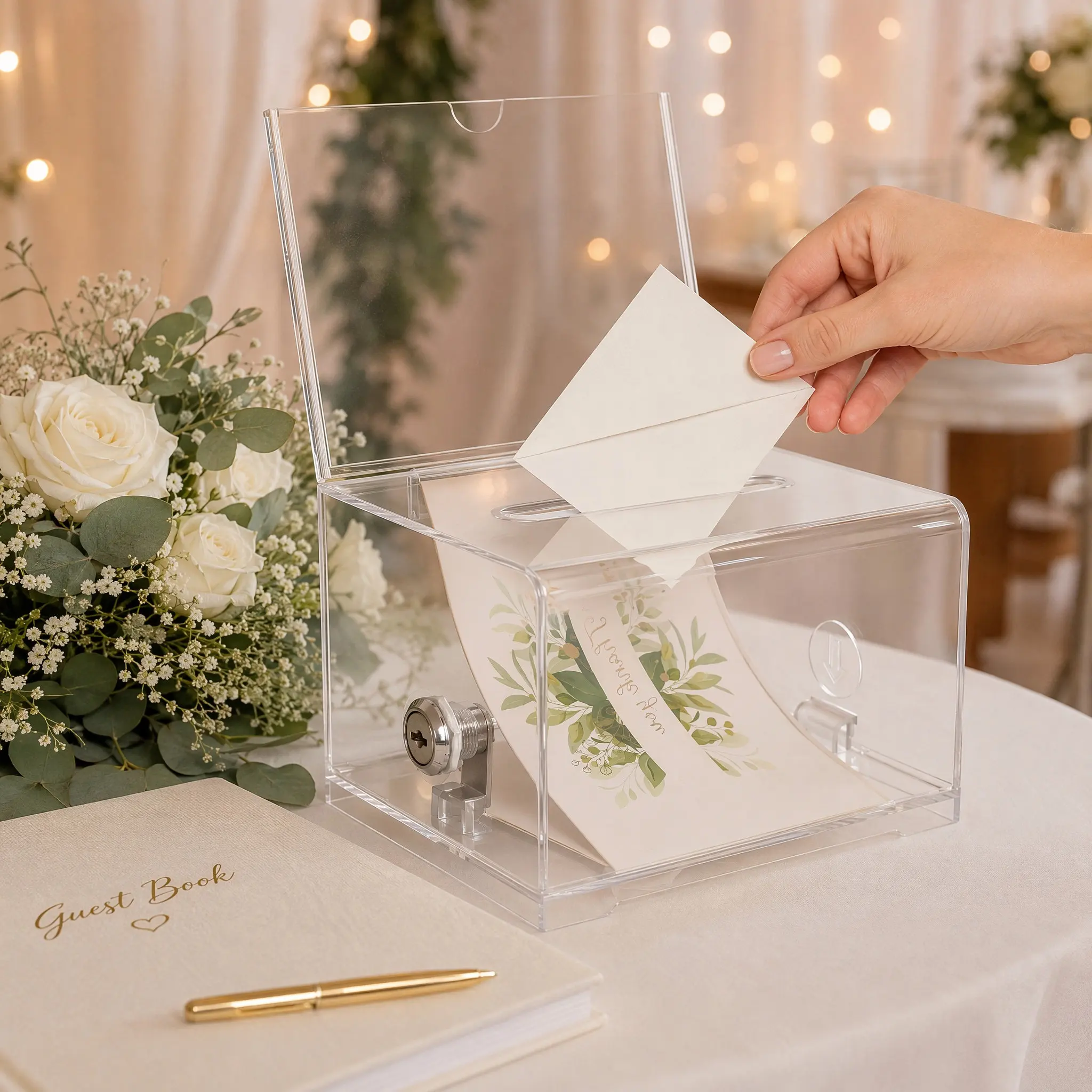 Suggestion Box Clear Acrylic Ballot Case Donation Fundraising Charity Collection Lockable Voting Box with Keys