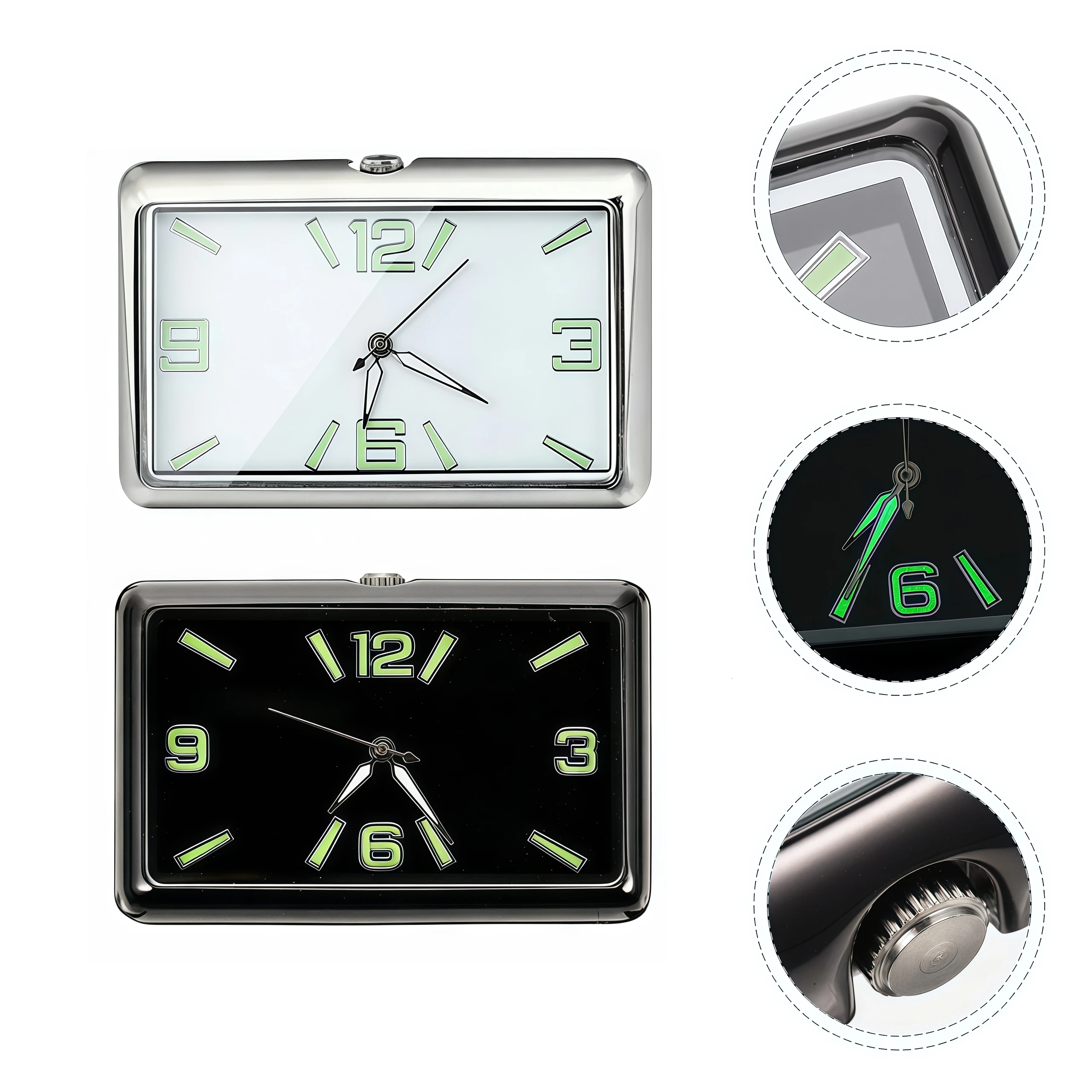 1pcs Universal Car Dashboard Self-adhesive Quartz Clock Car Square Decorative Clock Car Luminous Hands Watch Auto Accessories