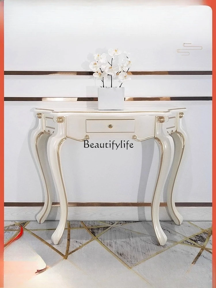 

European-style entrance cabinet entry table against the wall Modern simple semicircular shrine table