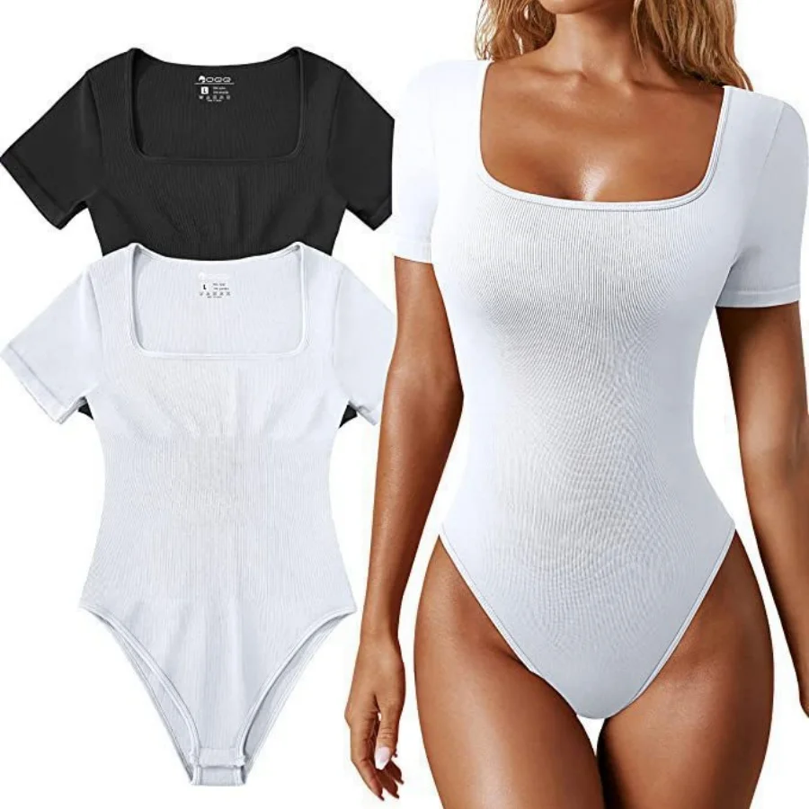 Damen Ärmelloser Yoga-Bodysuit Quadratischer Ausschnitt Sommer Einteiliger Badeanzug Sexy Dessous Sport Fitness Damen Rompers Bodysuits – Detail 3
