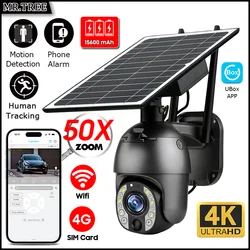 4k 8mp lente dupla cùmera solar 4g/wifi ao ar livre 50x zoom cor visão noturna vigilùncia segurança ptz detecção de movimento ip cam ubox
