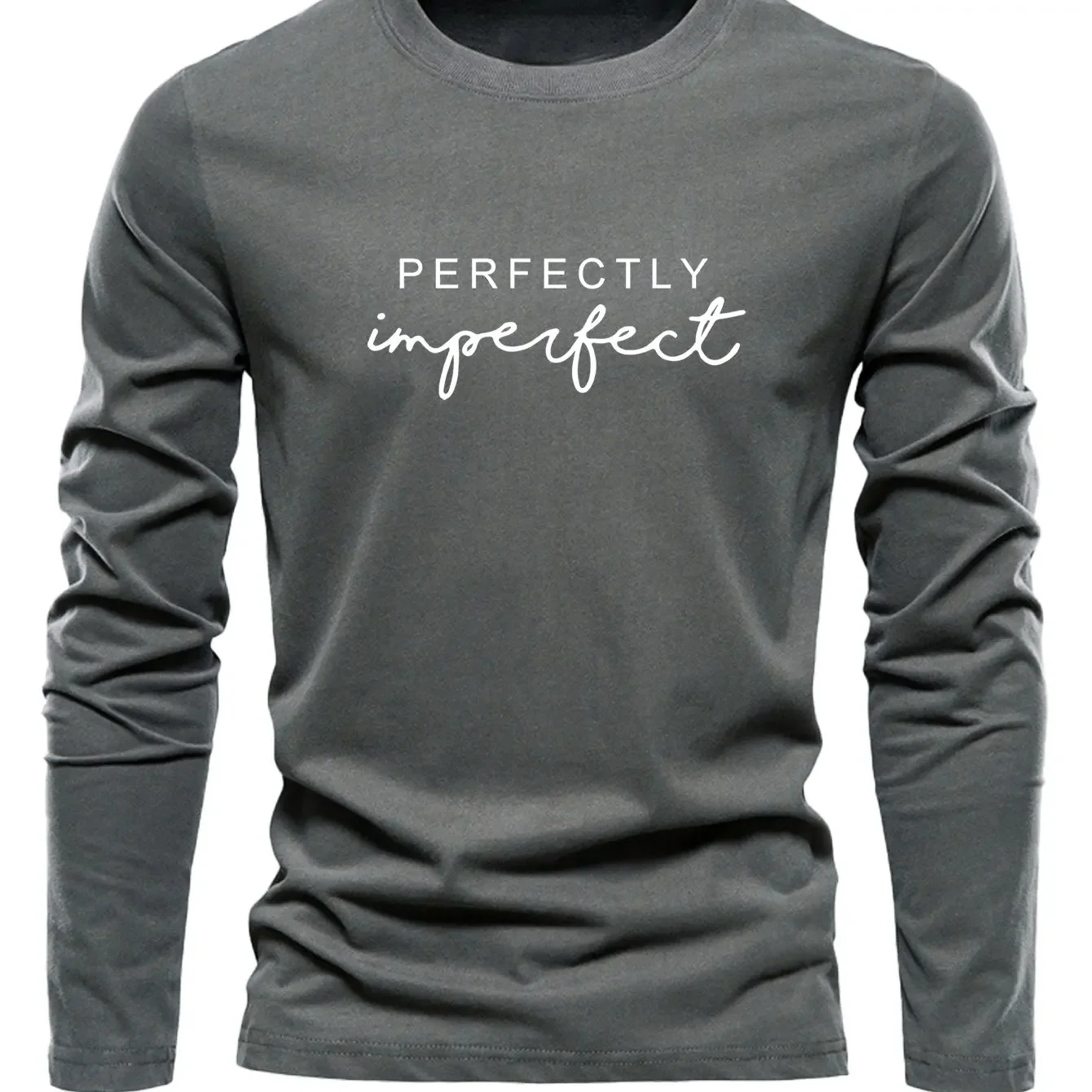 New 100% cotton men's and women's autumn long sleeved T-shirt, PERFECTLY IMPERFECT printed comfortable and breathable fabric