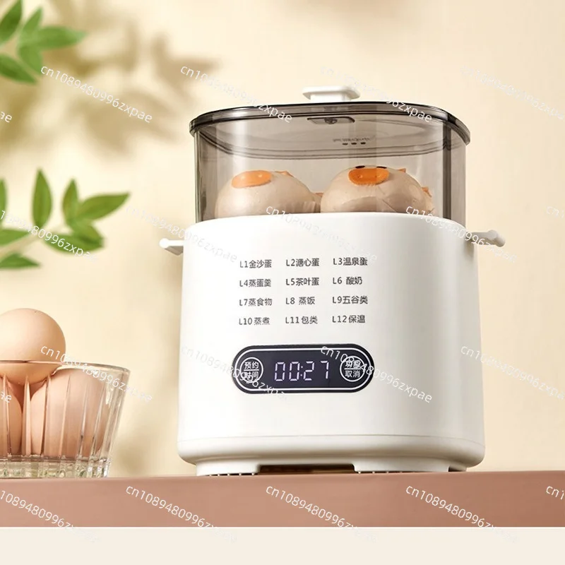 Double Layer Multifunctional Intelligent Egg Cooker Mini Household Breakfast Maker Anti Dry Burning Egg Steaming Device