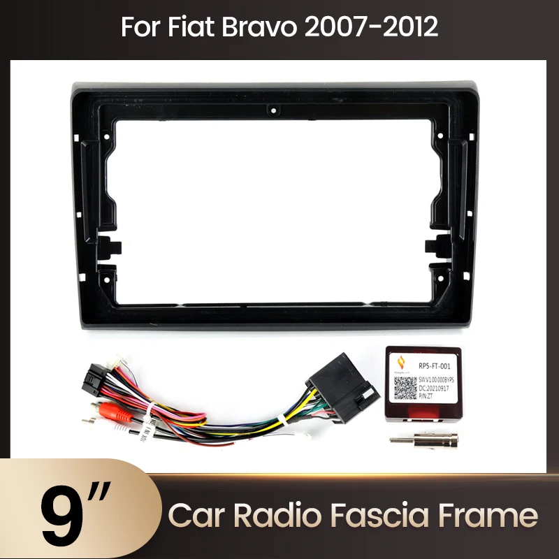 

2 Din Car Radio Frame Kit For Fiat Bravo 2007 2008 - 2012 9Inch Android Stereo Dashboard Panel Fascia Power Cable Adapter Canbus