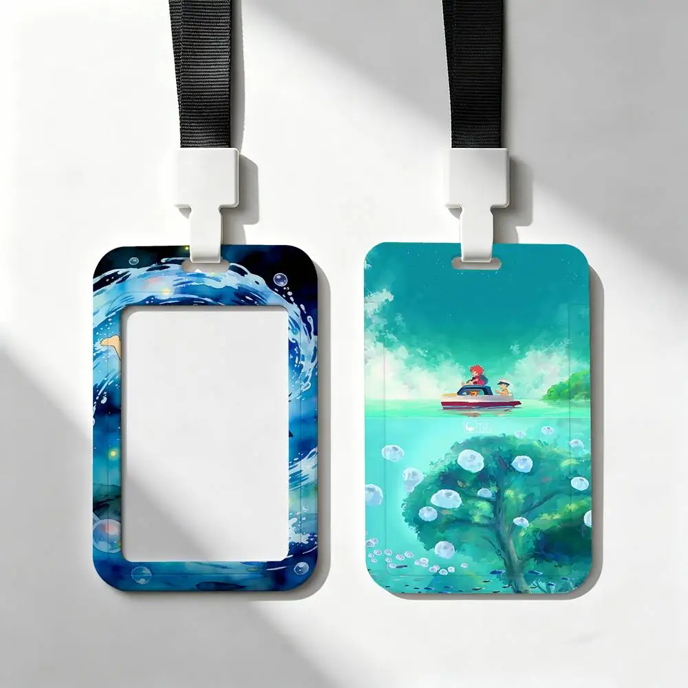 Kawaii P-PonyoS Card Holder Neck Strap Pendant Door Badge Holder Lanyards Keychain Work Credential Case Gift