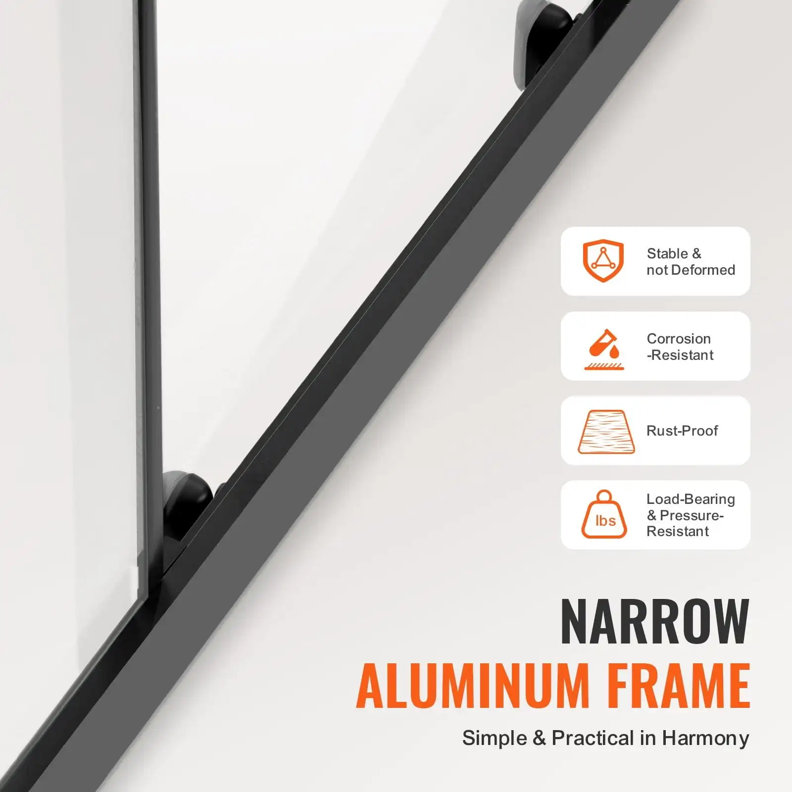 Semi-frameless Double Sliding Shower Door SGCC Tempered Glass Matte Black