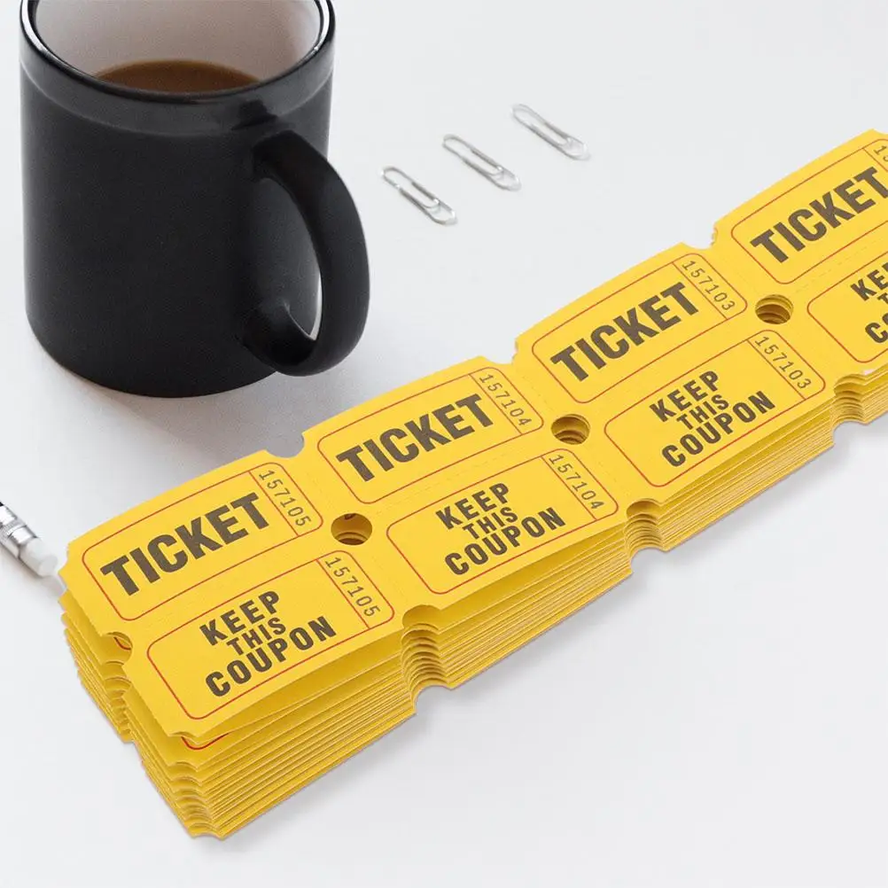 200Pcs Raffle Tickets Event Labels Celebration Party Supplies Numbered Yellow Paper Tickets for Various Activities