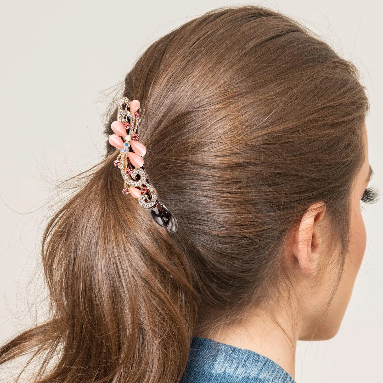 

Rhinestone Banana Accessories for Women Hair Accessories For Women Pink Alloy Butterfly Bow Banana Hair Clips for Styling