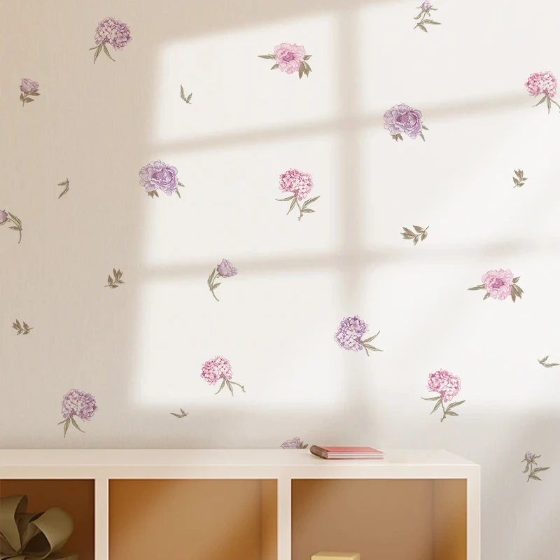 Flowers Plants Wall Stickers For Living Rooms Girls Bedroom Background Wall Decoration Self-adhesive Vinyl Sticker Wallpapers