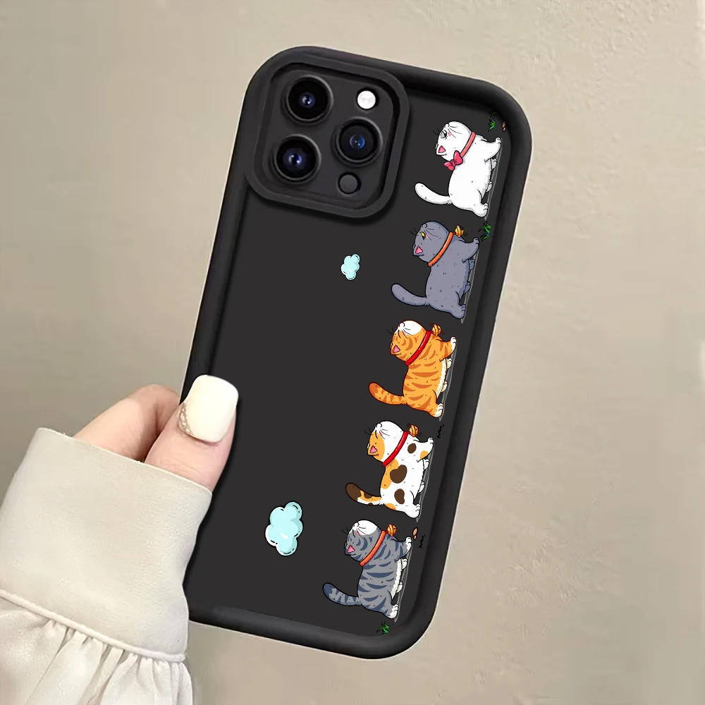 Katzen in Reihe Gurt-Seil-Handyhülle für iPhone 11 12 13 14 15 16 17 Pro Max 15 14 13 Plus 17E XR Stoßfeste Matte Silikonhülle – Detail 5