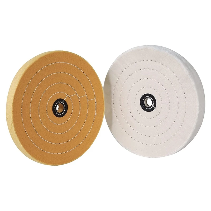 

Polishing Wheel 8 Inch,For Bench Grinder/Bench Buffer,5/8 Inch Arbor Hole,Cotton White (50 Layers) Yellow (40 Layers)