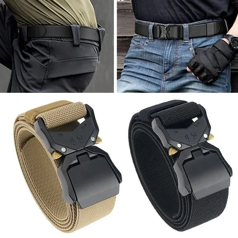 Taktischer Gürtel für Herren, mit automatischer Schnalle, ohne Metall, aus Kunststoff und Nylon, militärischer Gürtel, strapazierfähig, für Outdoor-Aktivitäten, Abenteuer, Training, als Taillengürtel für Hosen. – Detail 1
