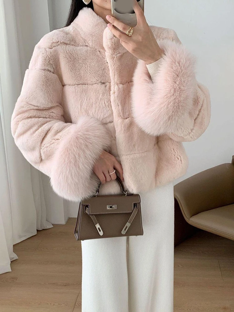スイートシックフェイクファーエレガントコート レディース 冬 暖かいフェイクラビットスリムジャケット ファッション 韓国風 ソフト長袖 女性用 無地アウター