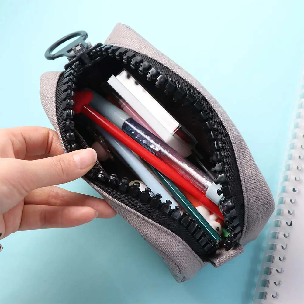 Office Organizer Large Capacity Pencil Bag Big Zipper Simple Style Stationery Bag Canvas Pen Bag Pencils Pouch Makeup Bag
