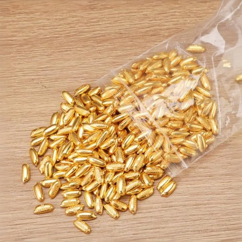 100PCS Plastic Gold Attract Wealth Luck Charms Mini Dollars Ingots Gold Melon Seeds Handicraft