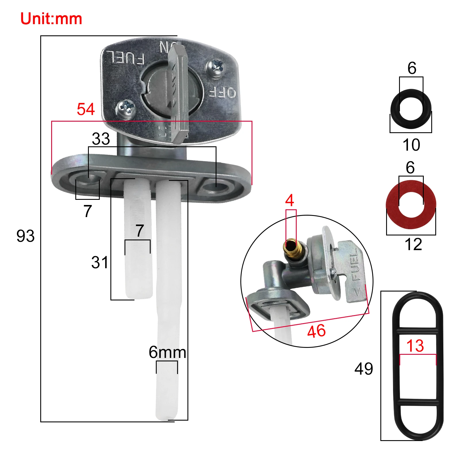 Tank Switch Gas Valve Fuel Petcock for Suzuki LTZ400 LTZ250 DR250 DR350 DRZ400 LT80 LT 160 230 Kawasaki KLF300 KZ400 EX500 EN450