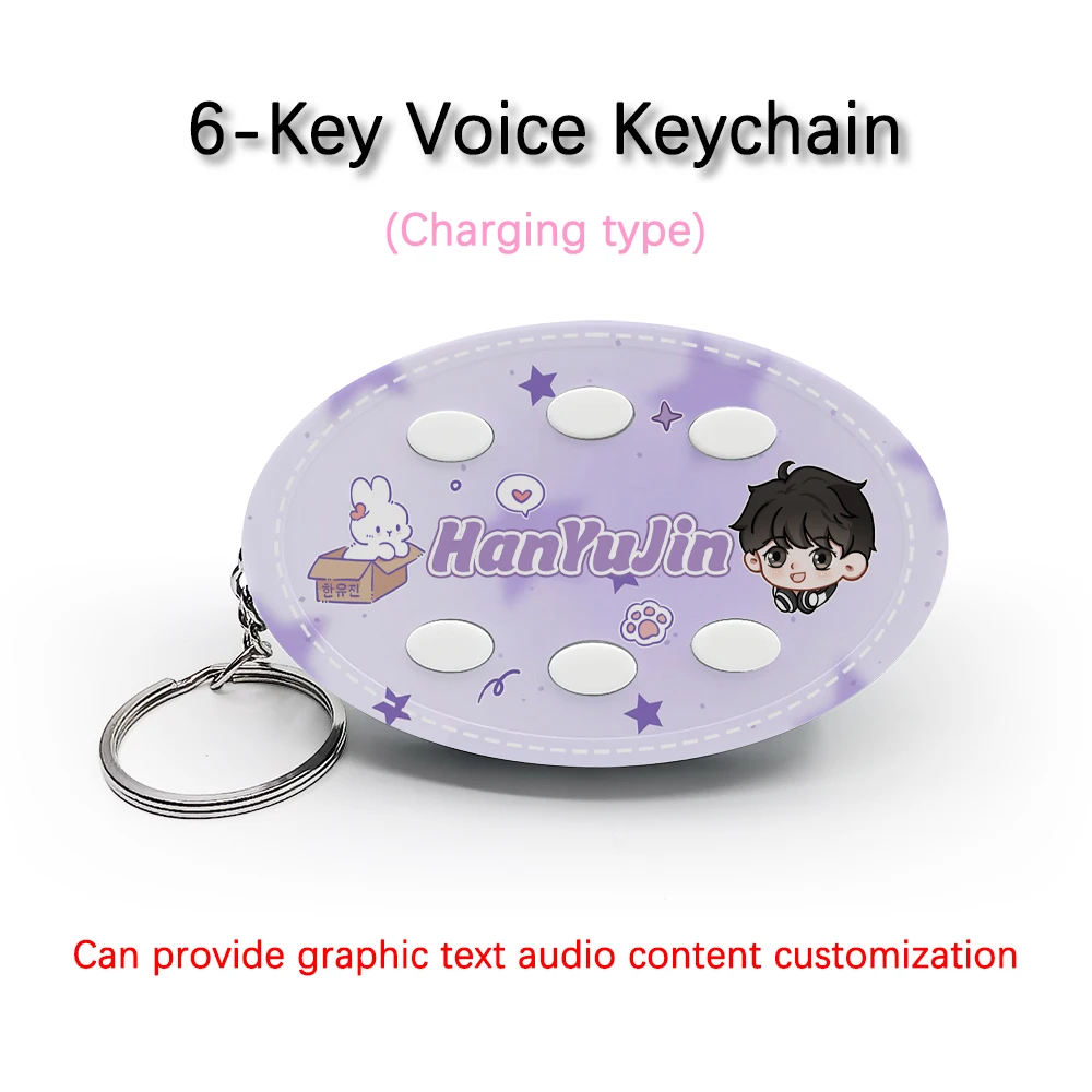 Creative Voice Keyring For ZEROBASEONE Team Member HAN YU JIN 6-Key Audio Picture Custom Rechargeable Type Keychain Pendant Gift