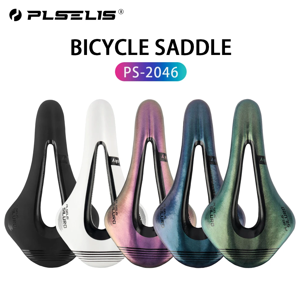 Plselis Bicycle Saddle Ultralight Road Bike Seat Carbon Fiber Shell PU Leather MTB Gravel Bicycle Saddles Colorful Seat Cushion