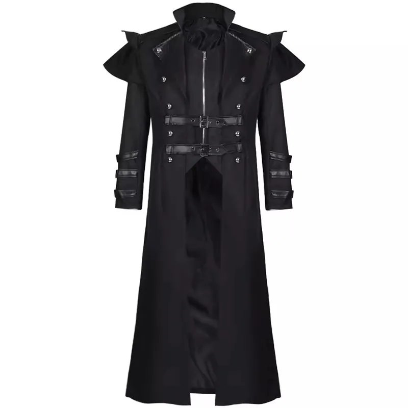 

Medieval Gothic Punk Devil Wizard Knight Retro Style Coat Men's Halloween Performance Costume Stage Ethnic Wear