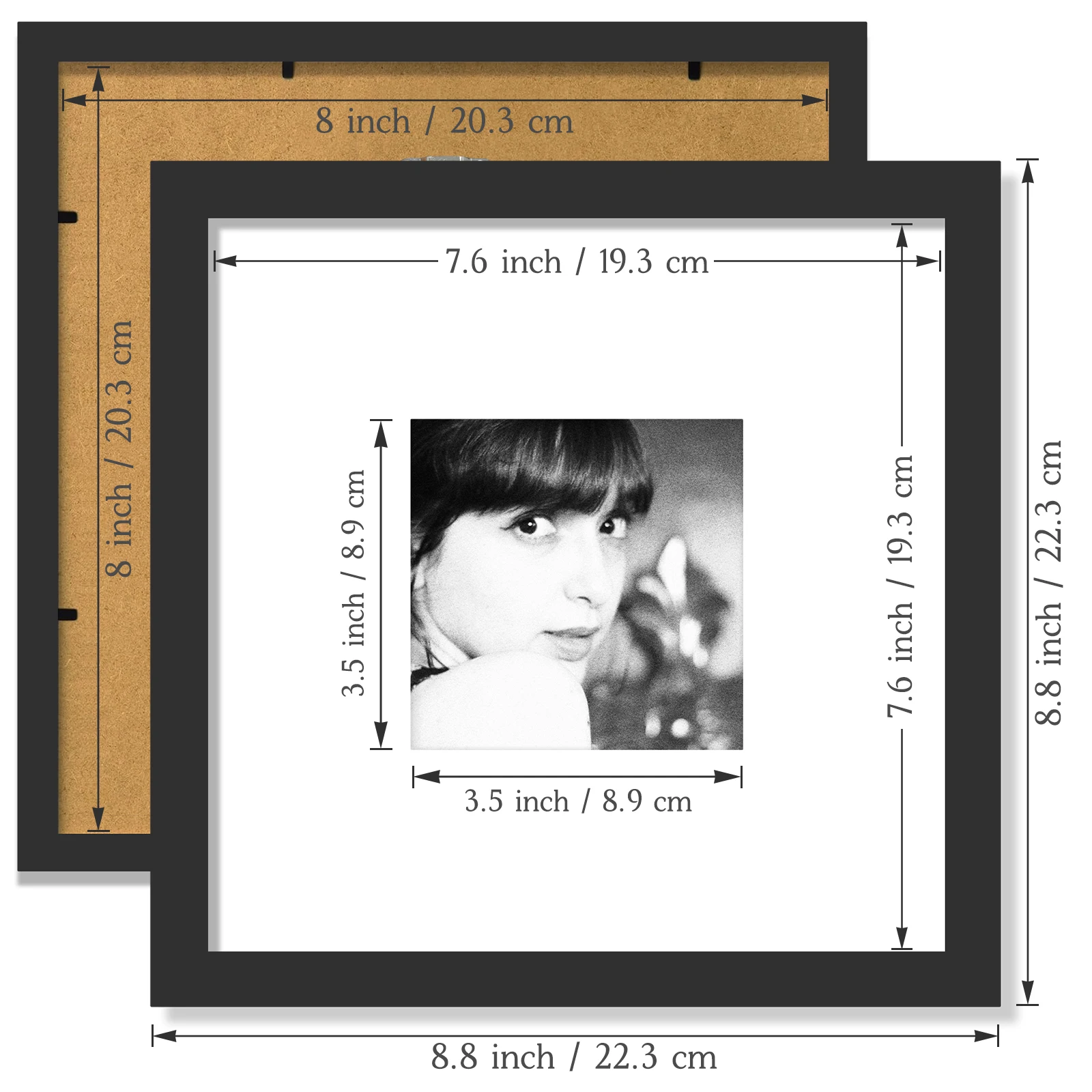 1/3pcs 8x8 Picture Frame, Display Pictures 4x4 with Mat or 8x8 without Mat, Multi Collage Gallery Square Photo Frame For Wall