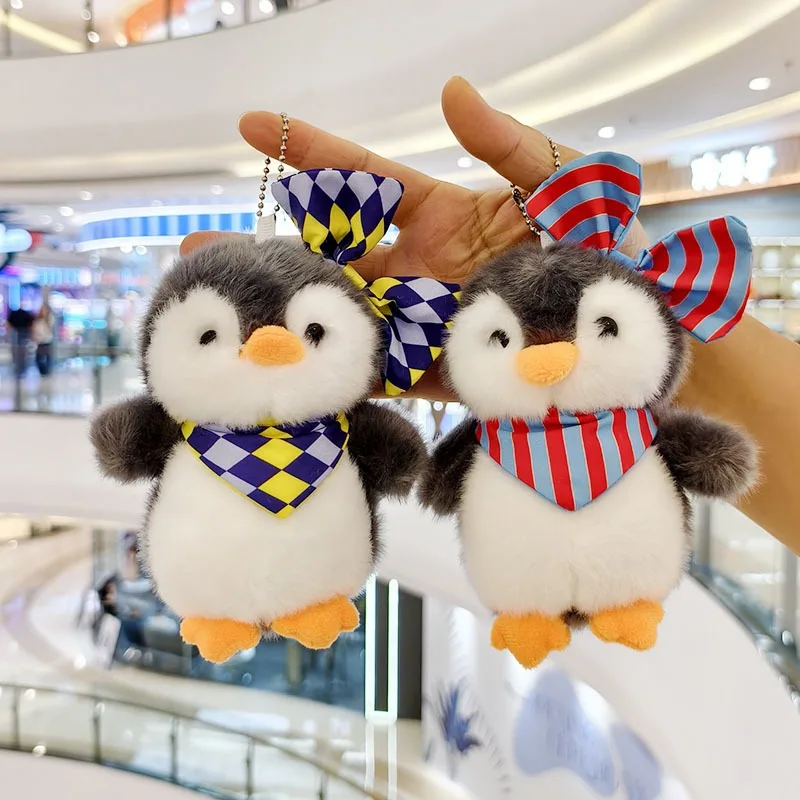 British-style Penguin Cute Animal Stuffed Plush Keychains Penguin Charms for Bags Decor Ideal Kids Birthday Gifts
