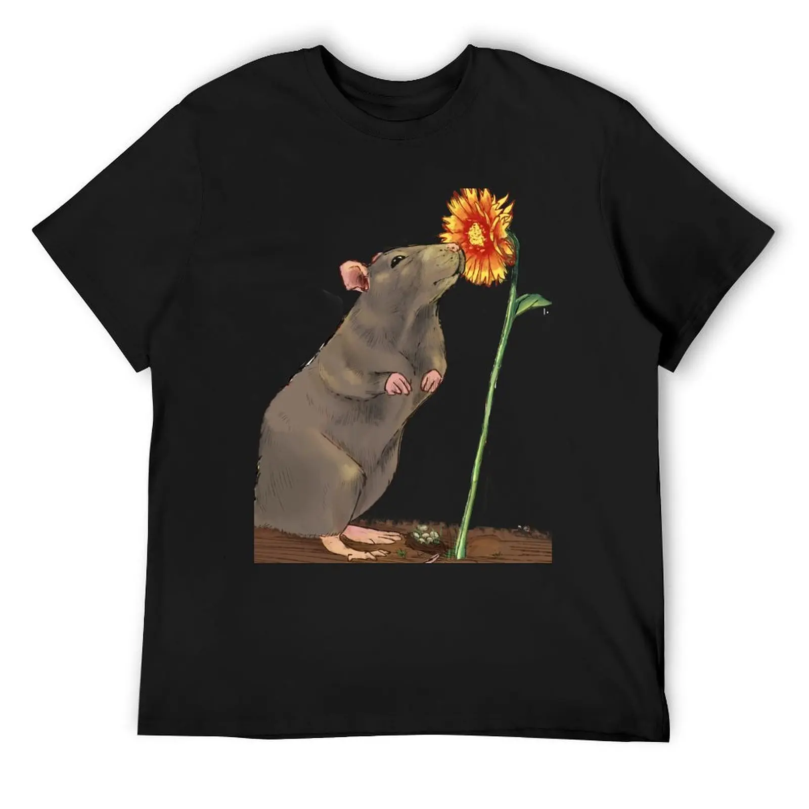 Rat with a flower T-Shirt blue archive heavyweights anime clothes Aesthetic clothing mens t shirts pack