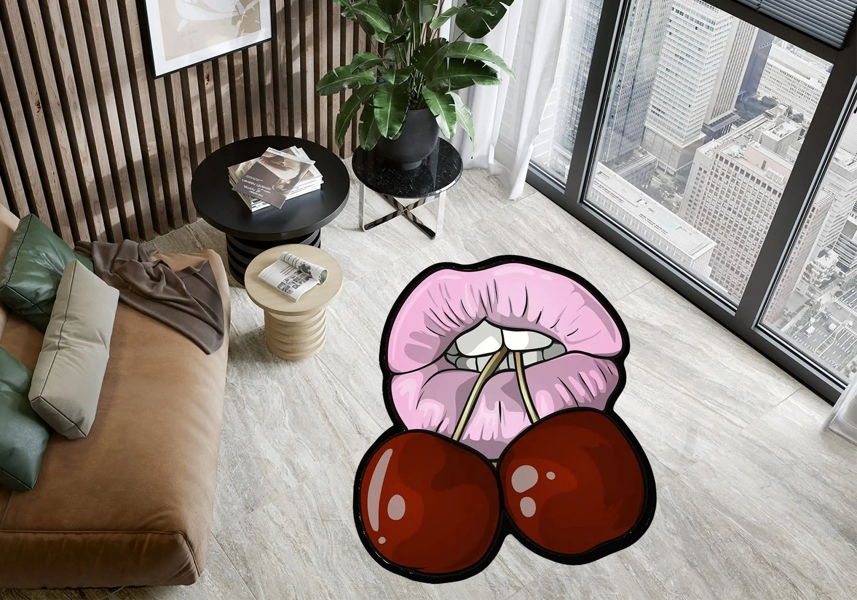 

Cherry Lips Rug Pink Lipstick Rug Cherry Rug Girls Room Rug Rugs for Living Room Rugs for Bedroom Custom Rug Area Rug Modern Rug