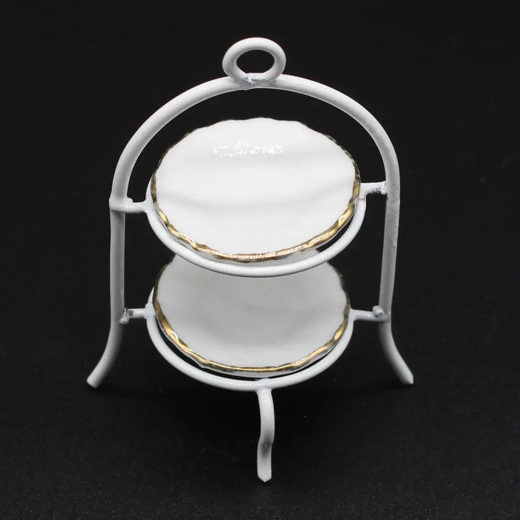 3 pezzi 1/12 casa delle bambole mobili in miniatura supporto per torta bianco piatto da cucina