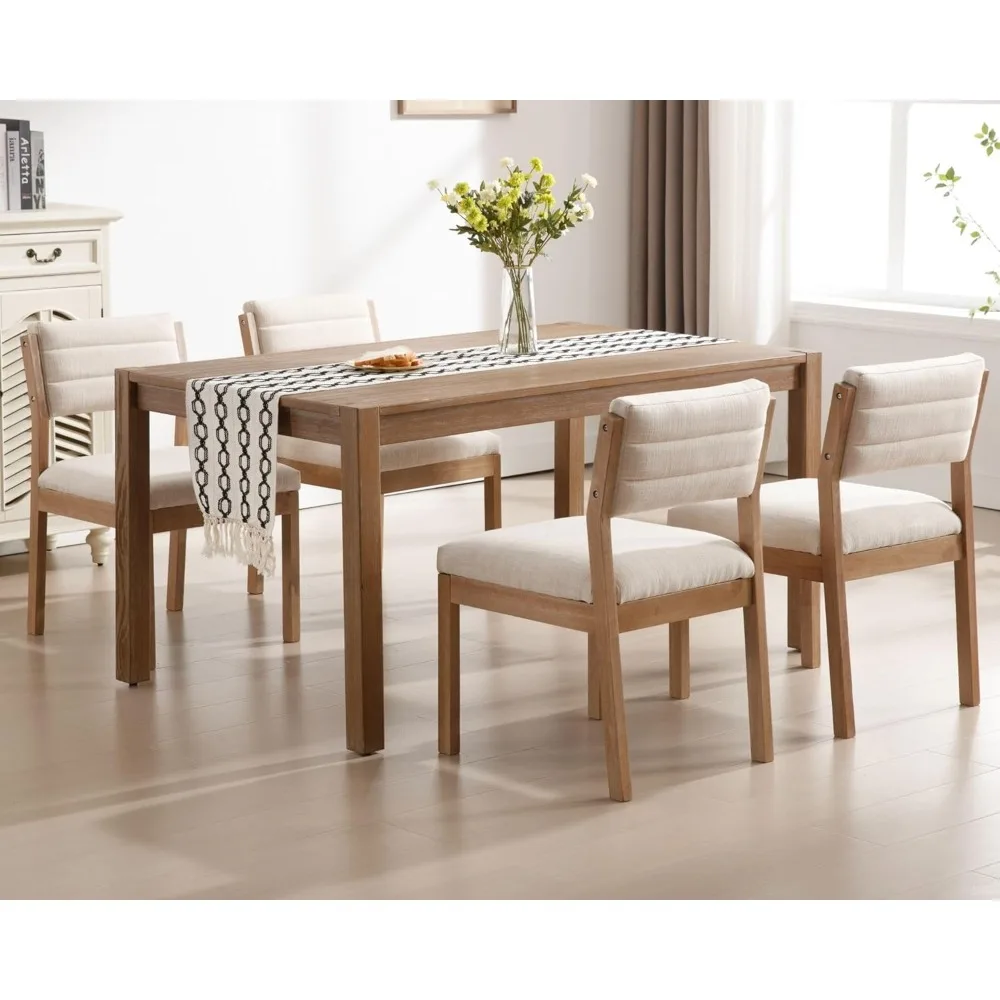 Ensemble de 4 chaises de salle à manger, chaises de cuisine et de salle à manger avec pieds en bois dur, chaises d'appoint sans accoudoirs pour salon