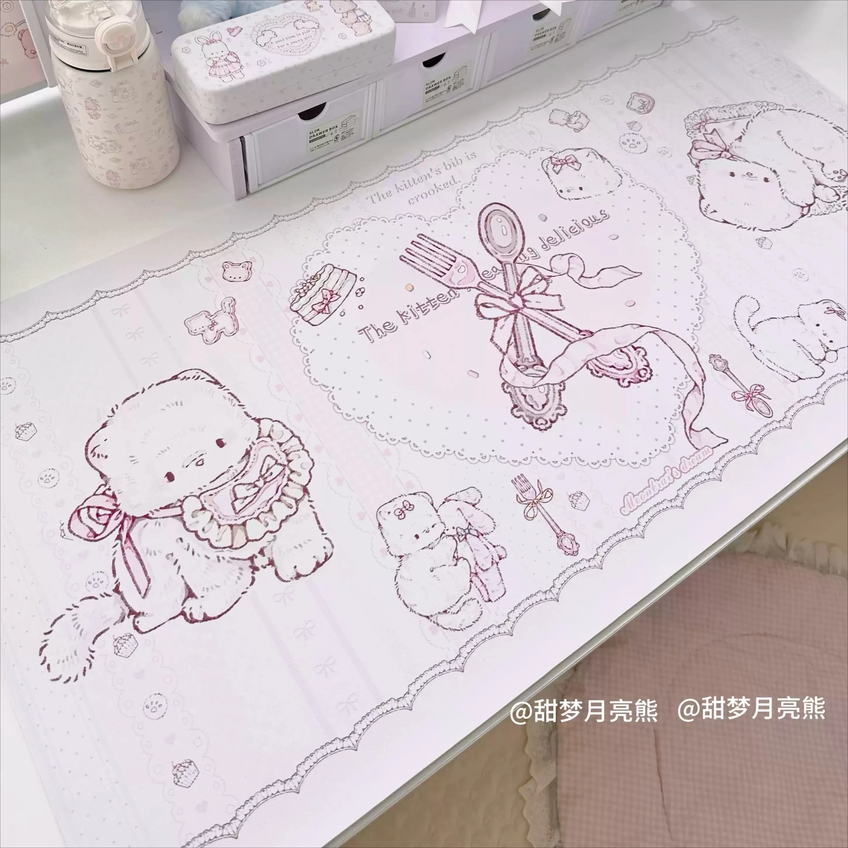 

New Cute Cat Anime Mouse Pad PU Leather Anti-slip Table Mat Student Dormitory Placemat Large Office Study Computer Keyboard Pad