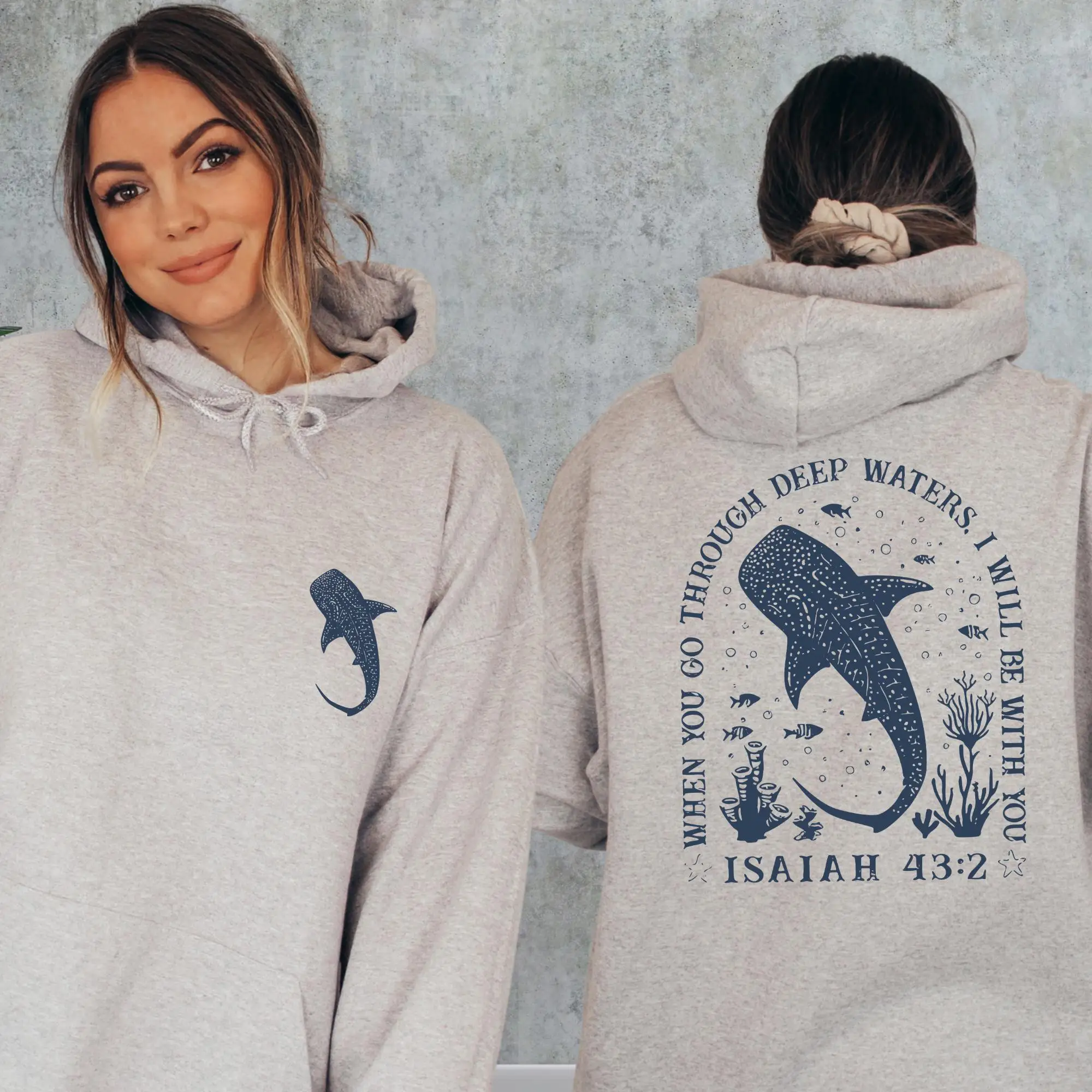 Christian Whale Shark Sweatshirt, Bible Verse Sweatshirt, Ocean Faith Sweater, Jesus Shark Gift, Coastal God Sweatshirt