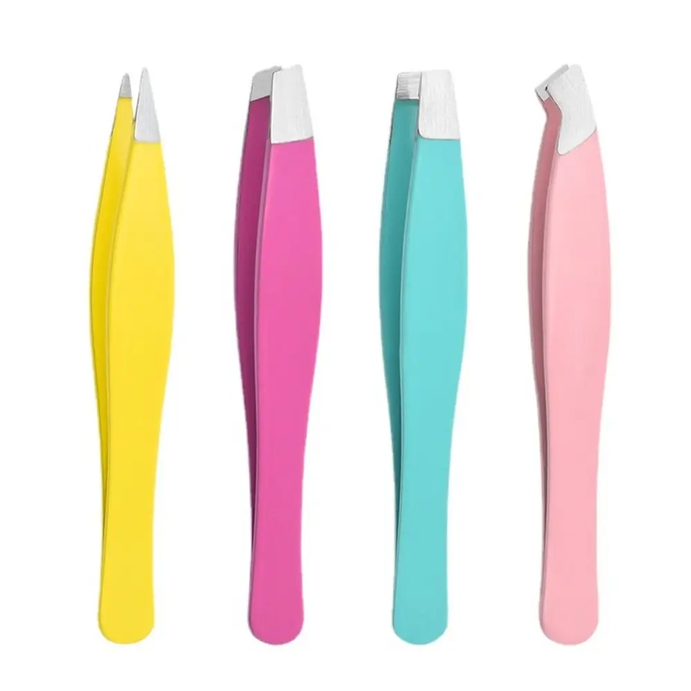 Hair Beard Removal Eyebrow Tweezers Trimming Tool Eyelash Extension Tweezer Slanted Pointed Tip Manicure Colorful