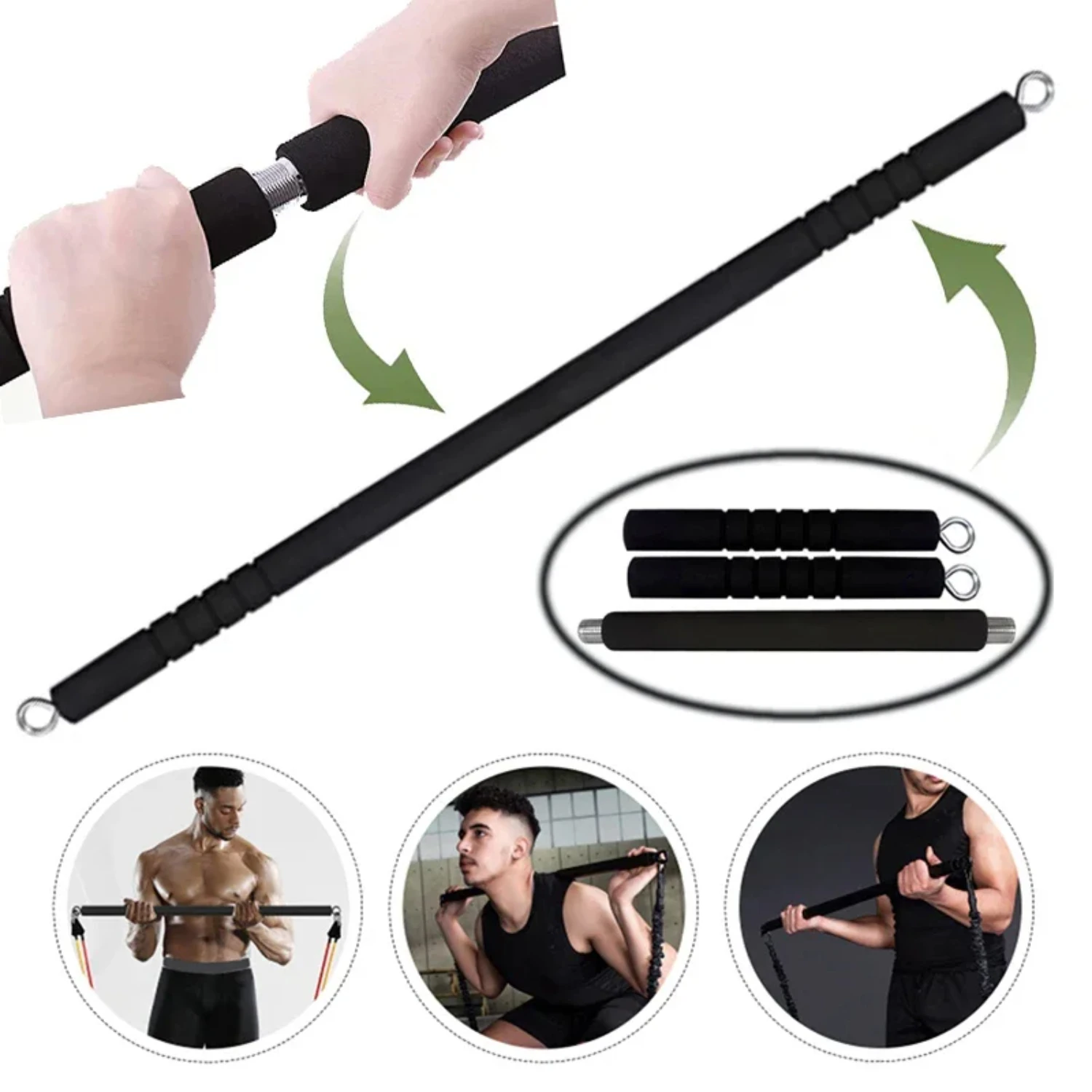 Fitness Stick Bodybuilding Elastic Bands Workout  Latex Pull Rope Portable Pilates  Resistance Bands Set Fitness Equipment Ab