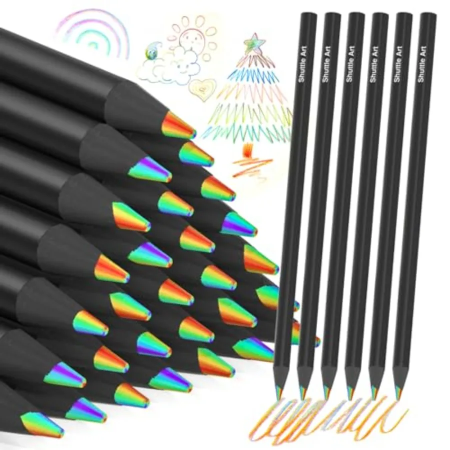 

120 Pack Rainbow Pencils Bulk, 7 Colors in 1 Rainbow Colored Pencils, Pre-sharpened, Break-resistant Black Wooden Pencil for an