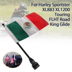 Motorcycle Flag Pole Mount Luggage Rack Flag Shelf With Base Adjustable For Sportster XL883 Touring FLHT Road King Glide