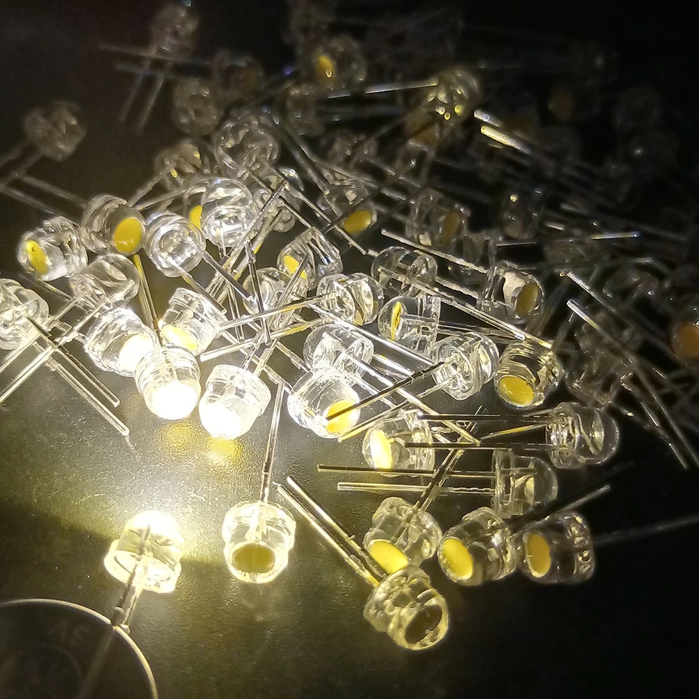 

100PCS Super Bright 5MM Diode Straw Cap F5 0.2W Power LED Large Chip Small Chip Blue Green Red Yellow White LED