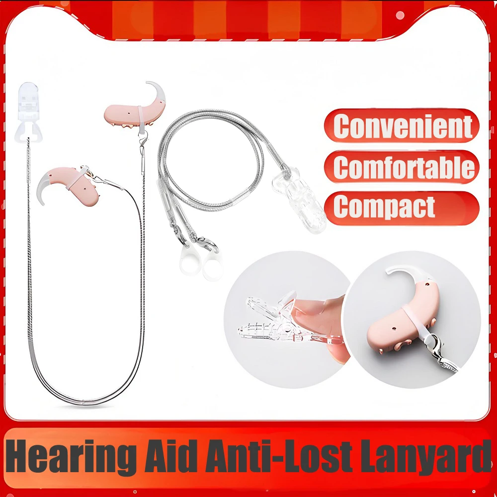 

Hearing Aid Anti-Lost Lanyard Safety Behind-The-Ear Aid Accessory Clip Rope Protector Holder with Silicone