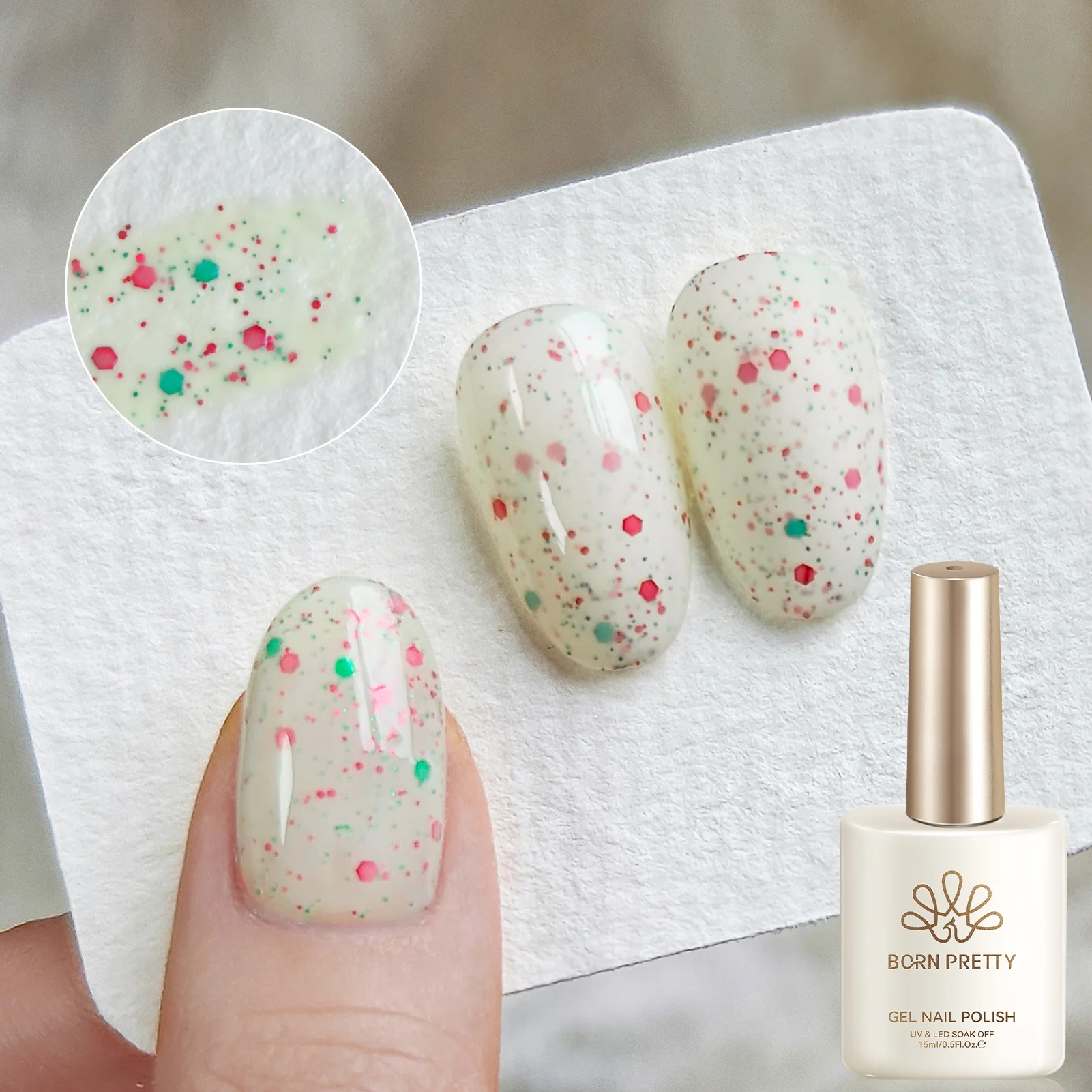 BORN PRETTY 15ml Pale Yellow Glitter Gel Nail Polish Semi Permanent  All For Manicure Soak Off UV LED Varnish Nail Art Top Coat