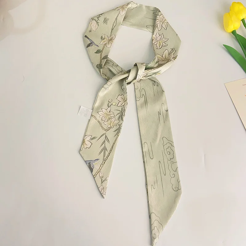 French Spring New Lock Chain Women's Twill Versatile Decorative Ribbon Binding Wrap Ribbon Hair Band Small Scarf Scarf Headband