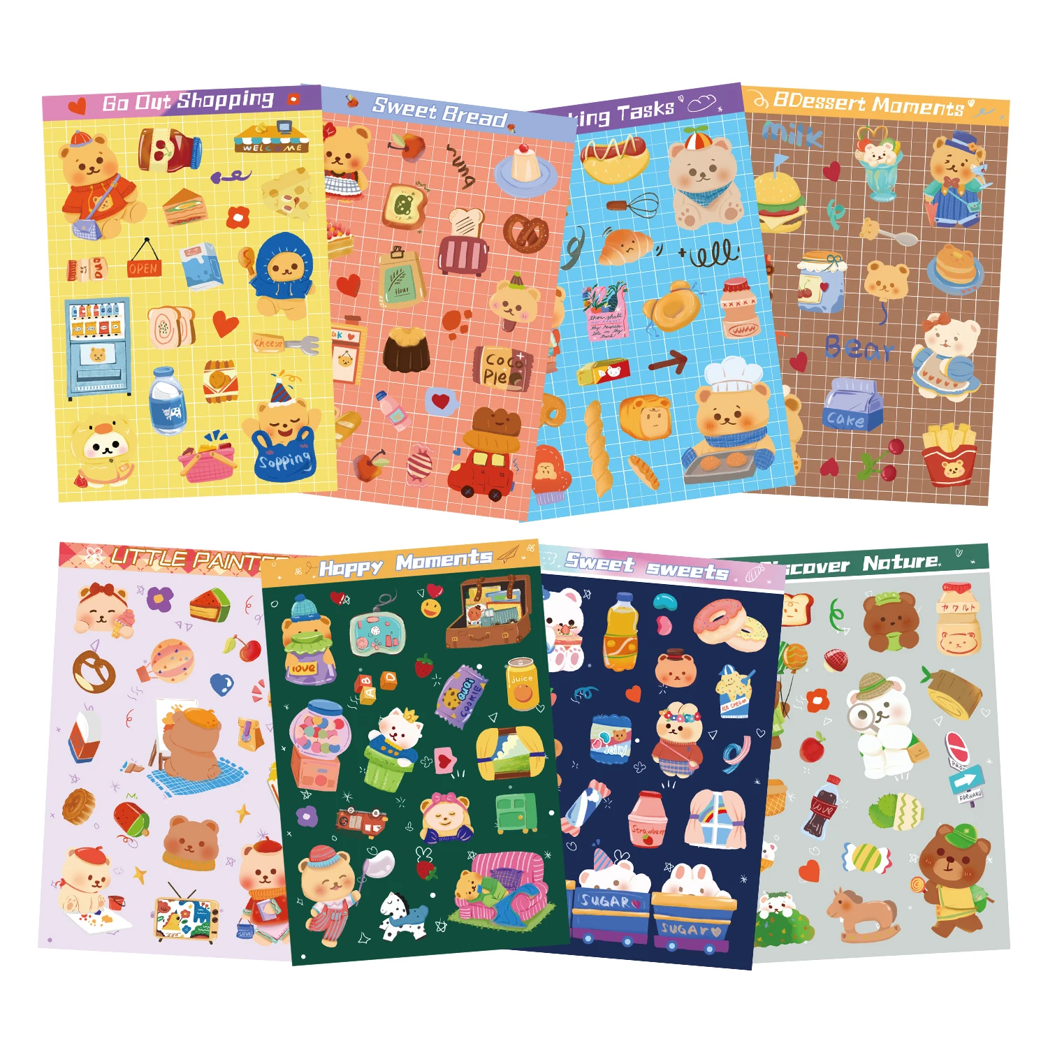 32 ورقة الكرتون لطيف الدببة الحلوى الغذاء ملصقات لاصق ملصق DIY بها بنفسك مذكرات القرطاسية ملصق هدية اللوازم المكتبية المدرسية لعبة #6