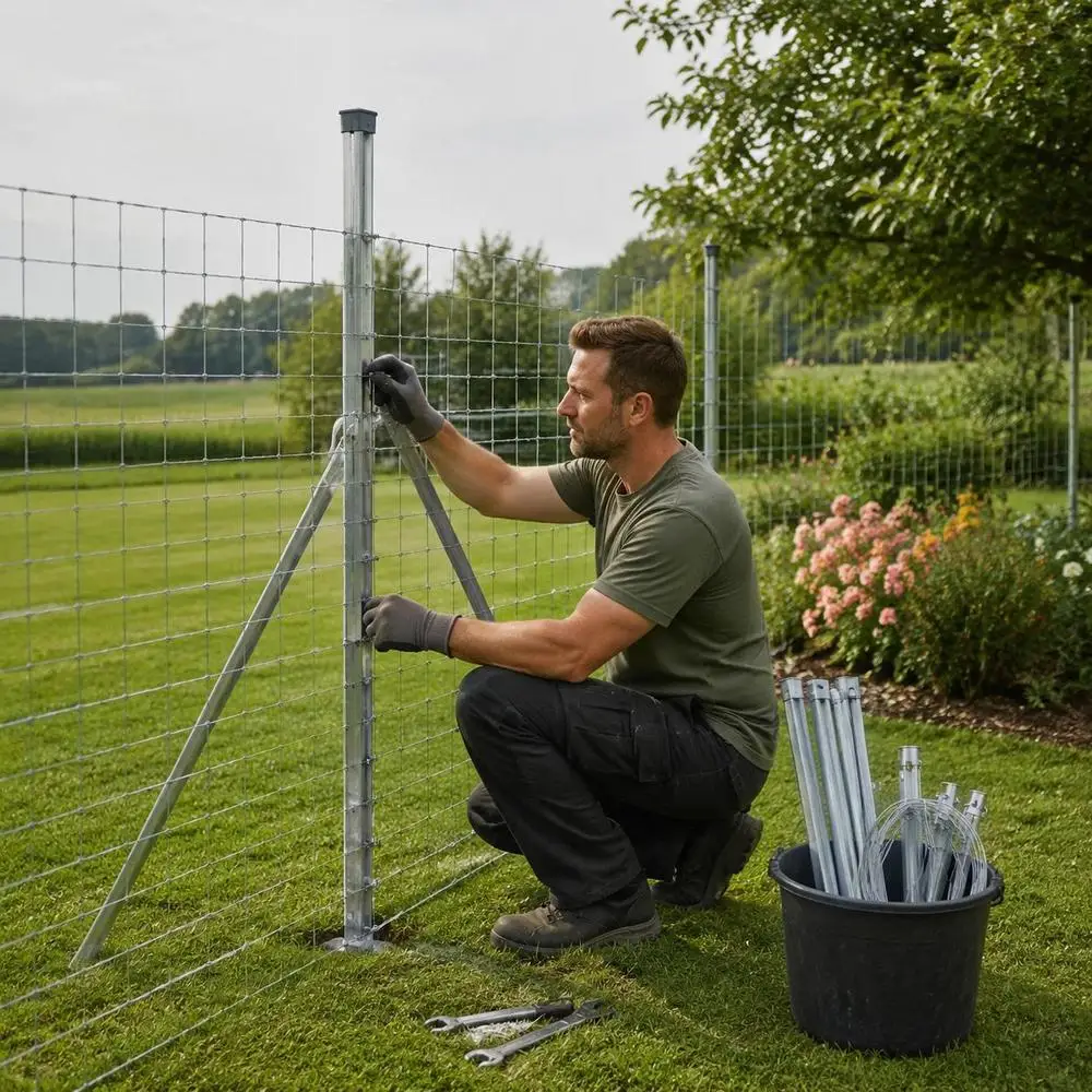 Poteau de clôture en béton galvanisé Ø32 mm pour jardin et terrasse, structure robuste et finition lisse, design moderne et minimaliste